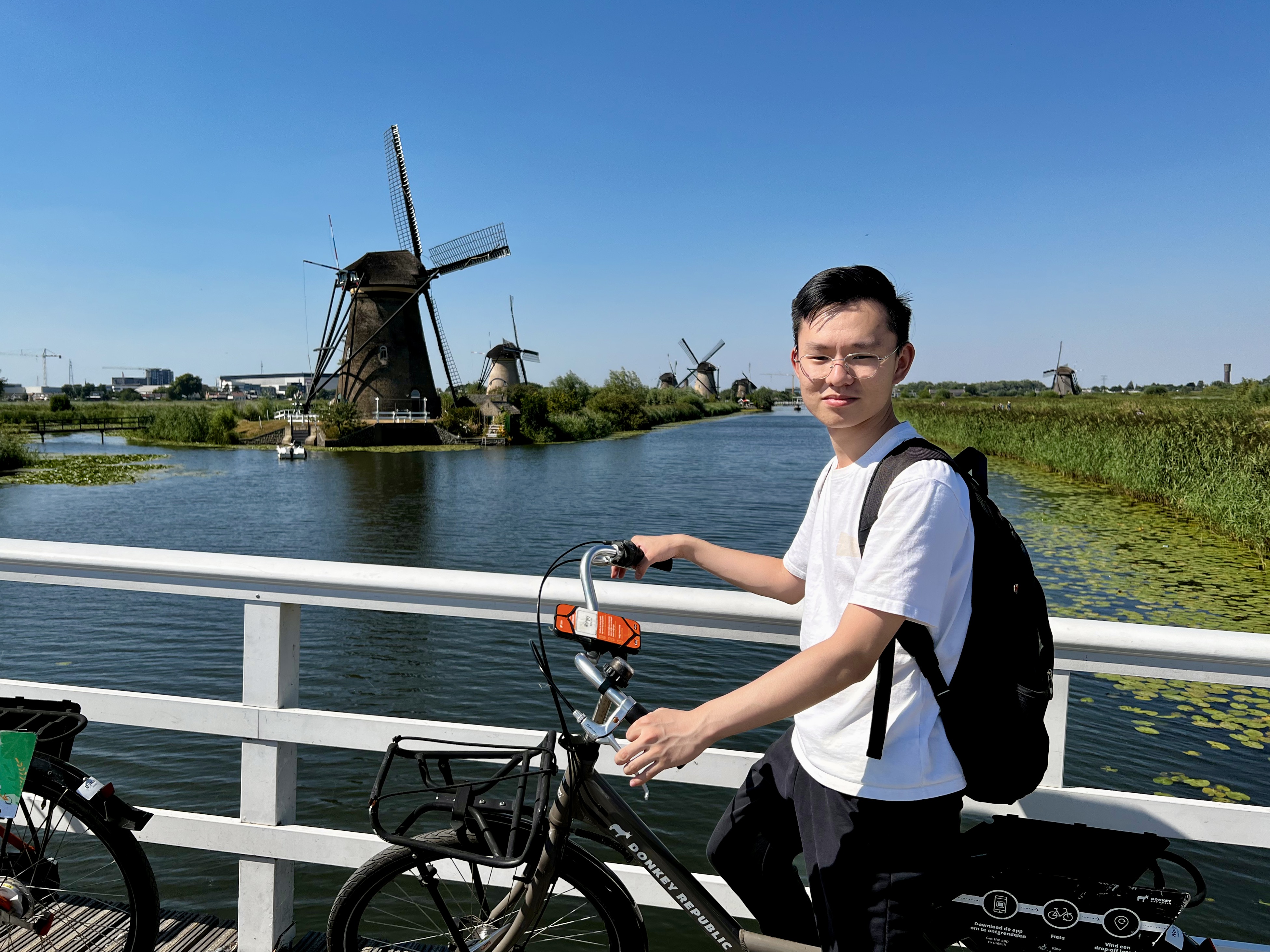 Eason Wong on a bike. @ Kinderdijk, the Netherlands.